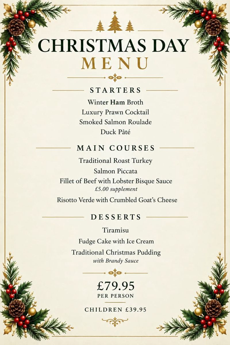 Sambuca Blyth Christmas menu